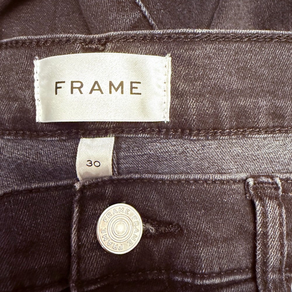 Frame Denim Charcoal Straight Leg Jeans